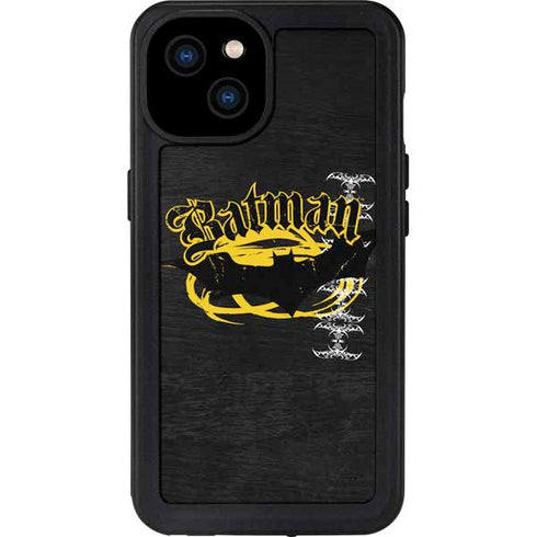DC Comics Batman Dark Knight Logo Yellow & Black iPhone 15 Plus Waterproof Case